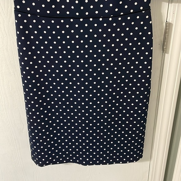 Ralph Lauren Like New Navy & White Polka Dot Midi Sheath Flounce Dress 4 - Picture 5 of 8